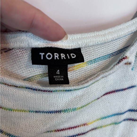 Torrid Size 4 Off Shoulder Multicolor Striped Knit Top – Plus Size 4X - Picture 2 of 16
